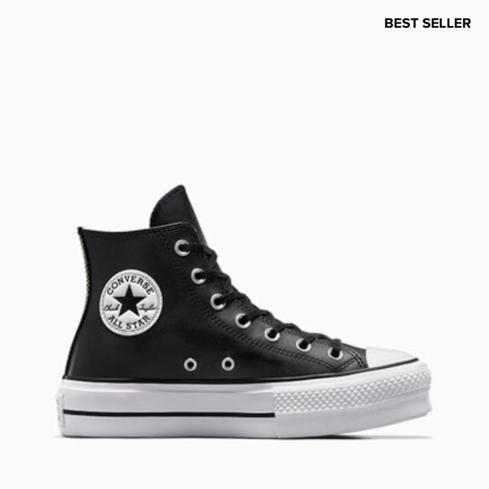 Converse Leather Black High-Top Platform Shoes